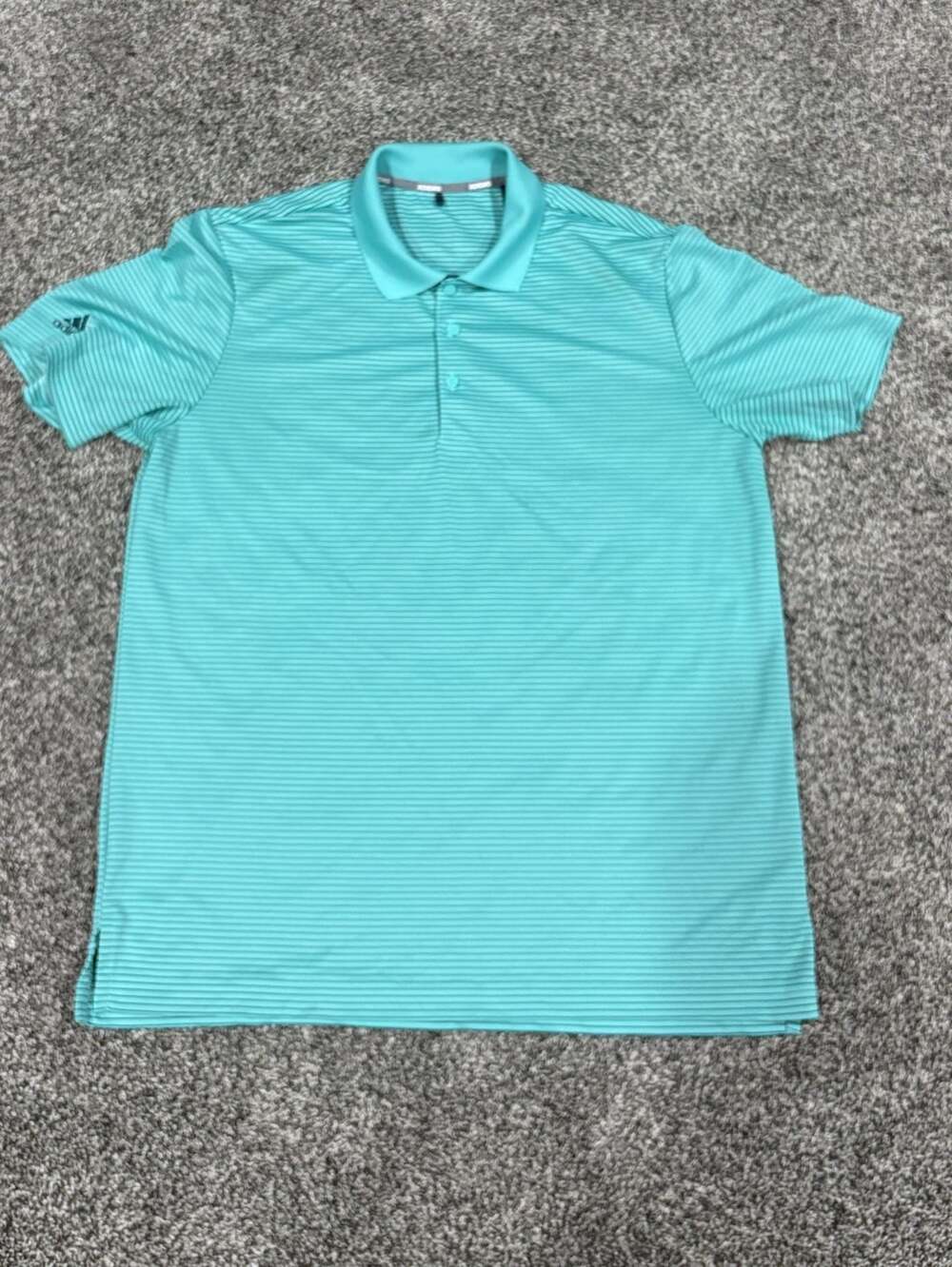 Adidas Striped Golf Polo Size L Turquoise Short Sleeve Shirt